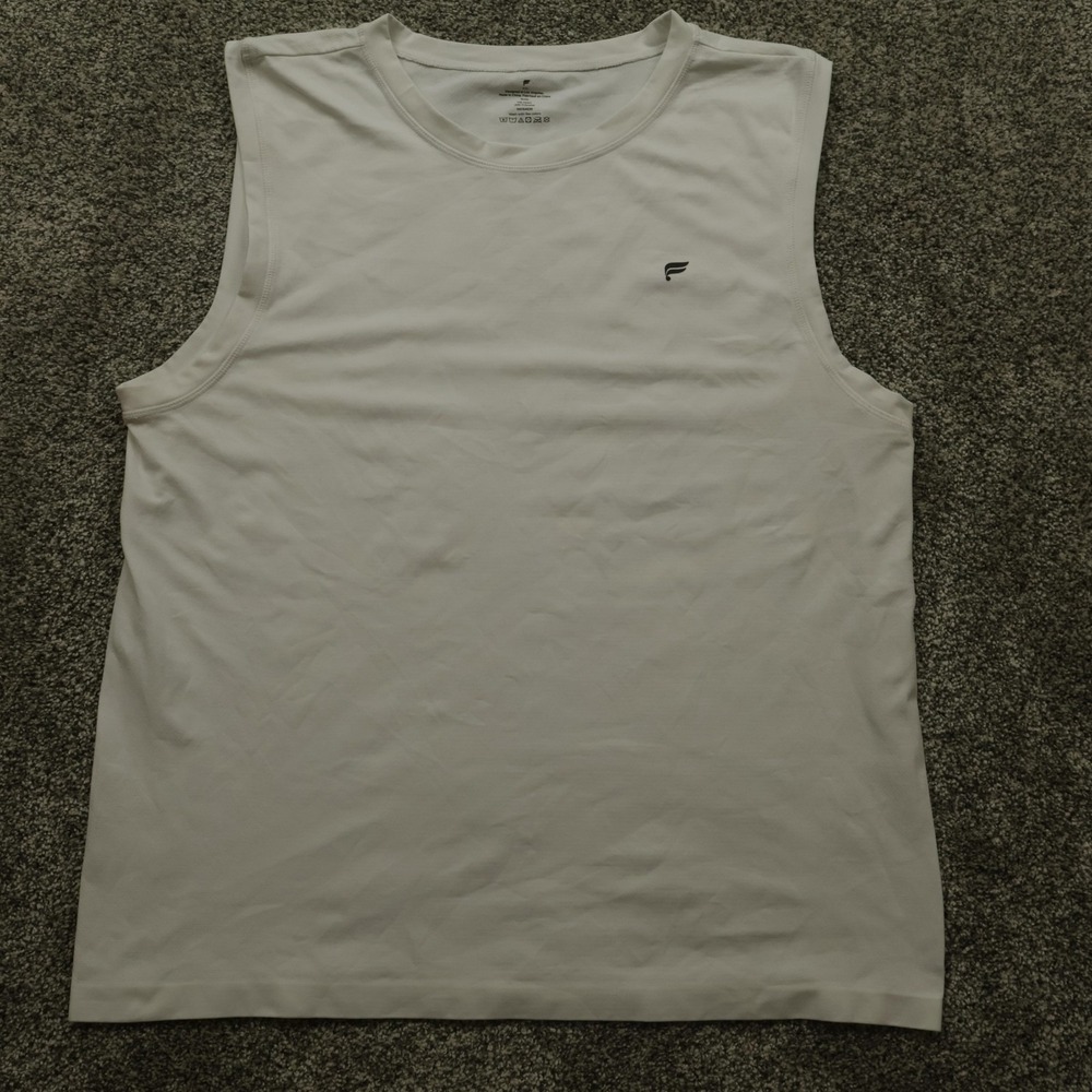 Fabletics Tank Shirt Mens 2XL White Sleeveless‎ Athletic Gym Performance XXL